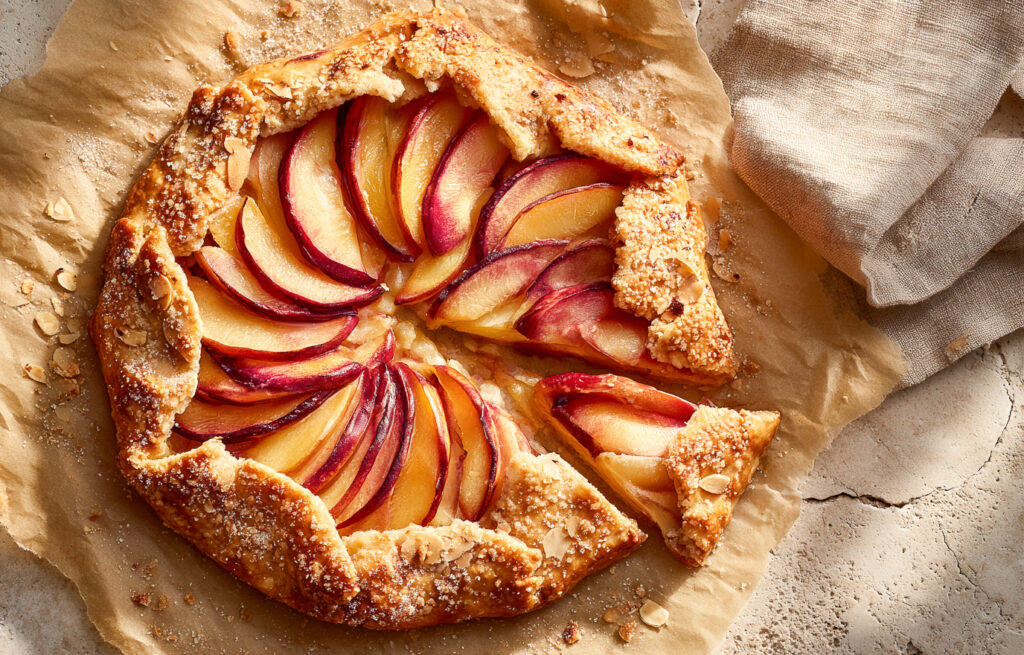 peach and almond galette